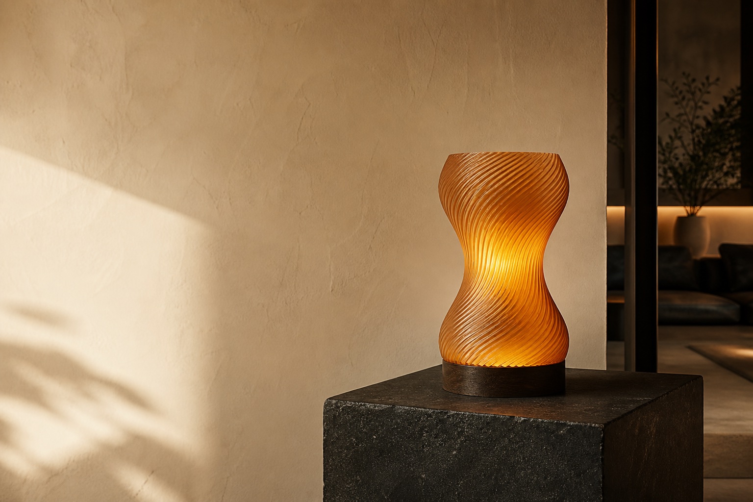 Sculptural amber Pookie 3D table light